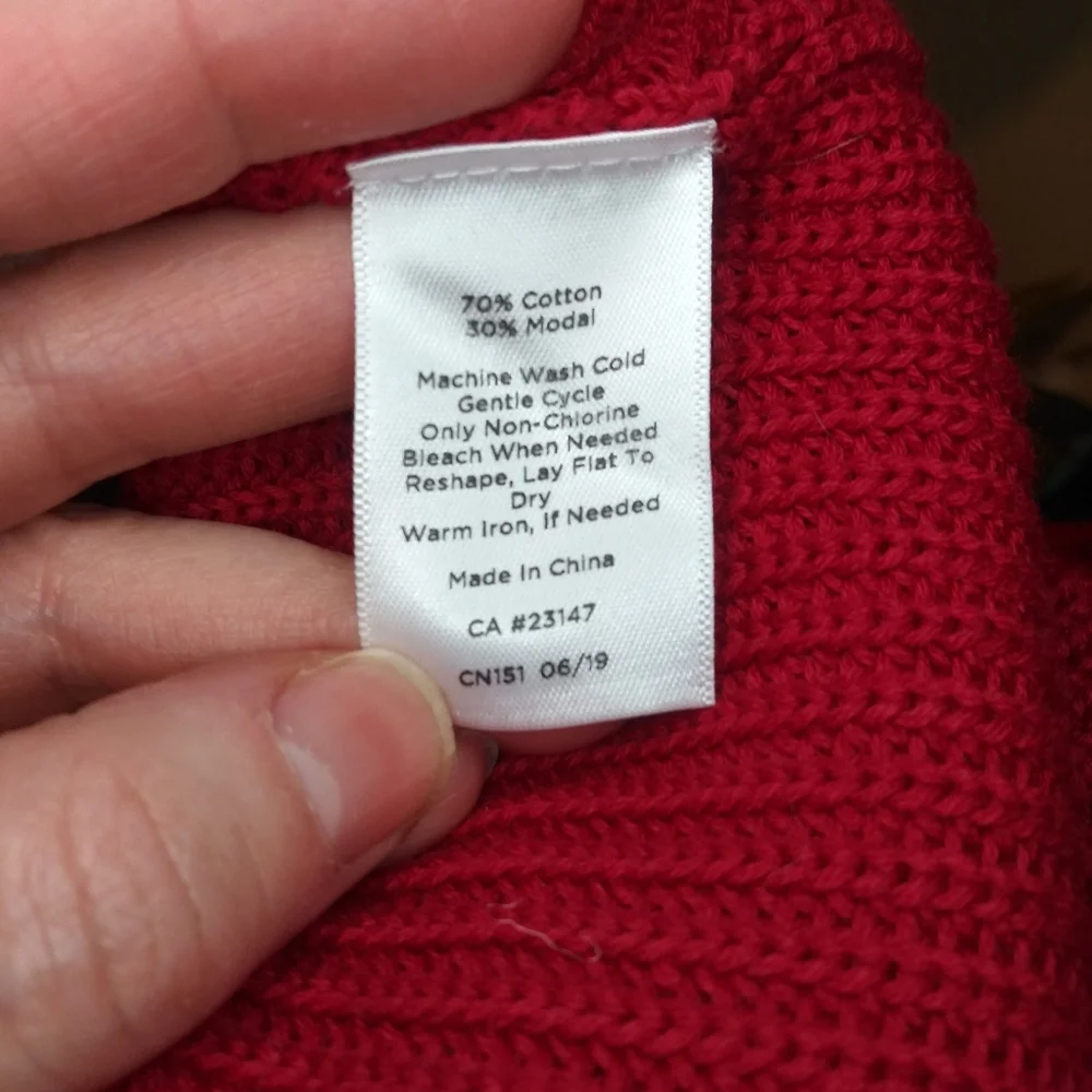 LAST CHANCE-Talbots Red Split Cowl Neck, Ribbed Tunic Length Sweater - Picture 7 of 8